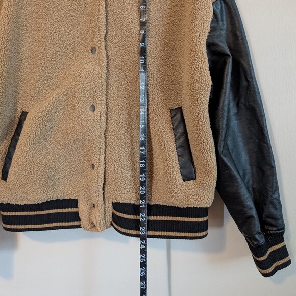 Steve Madden Size Medium Florence Bomber Jacket Faux Leather Varsity Snap - Picture 8 of 13